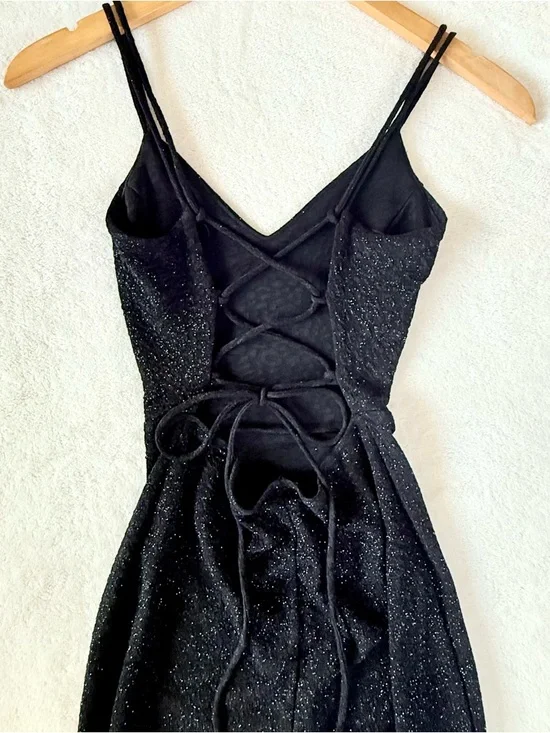 Windsor Elegant Black Sparkle Lace-Up Back Evening Gown (Size XS) NWT - Picture 6 of 16